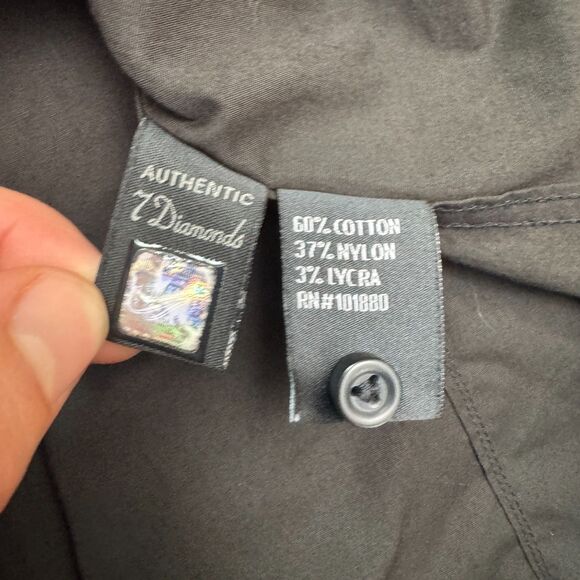 7 Diamonds Button Down Shirt Men Medium Black Long Sleeve Plaid Flip Cuff Casual - Picture 12 of 16